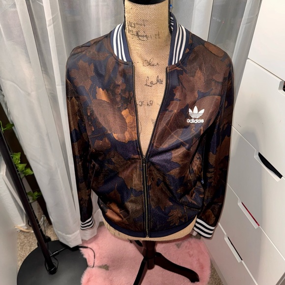 Adidas Women's Foliage Track Jacket - Brown and Navy size S - Picture 4 of 7